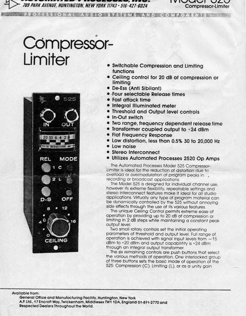 API 525 Compressor-Limiter Brochure