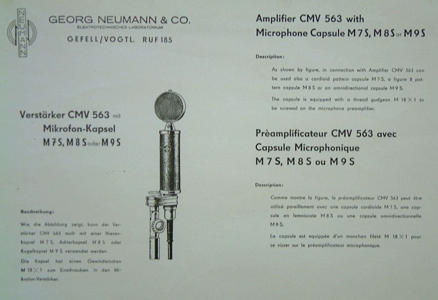 Neumann CMV 563 spec sheet