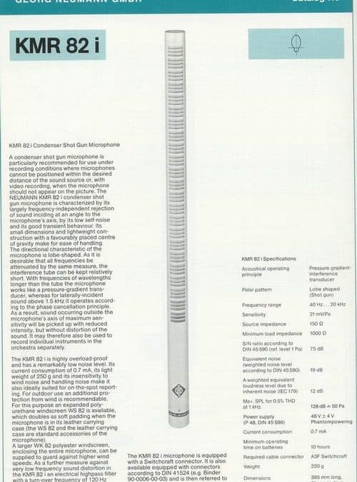 Neumann KMR 82i Spec Sheet