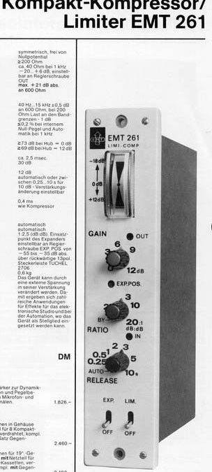 EMT 261 Compressor Spec Sheet